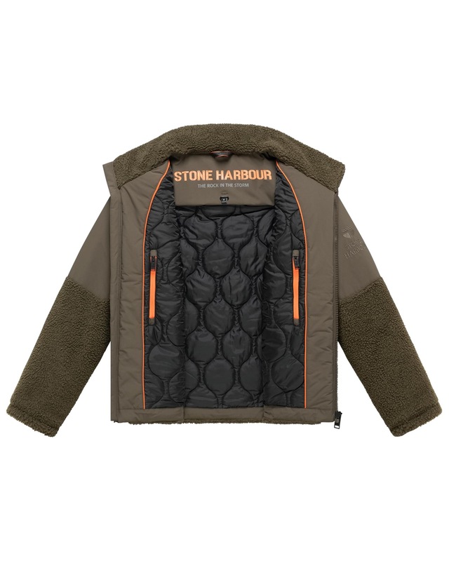 Stone Harbour Plüschjacke »Riveen XX« ohne Kapuze Warme Winterjacke mit Teddyfleece Materialmix