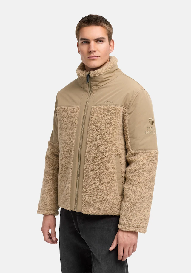 Stone Harbour Plüschjacke »Riveen XX« ohne Kapuze Warme Winterjacke mit Teddyfleece Materialmix