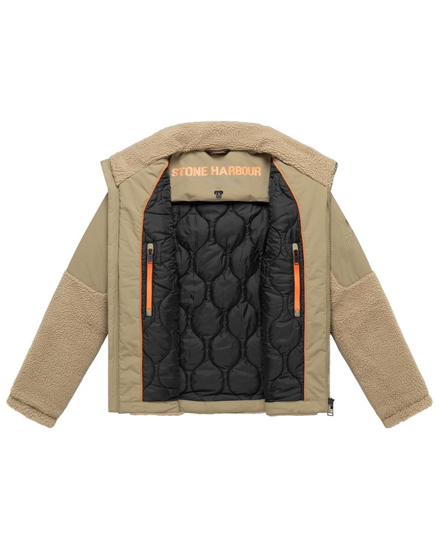 Stone Harbour Plüschjacke »Riveen XX« ohne Kapuze Warme Winterjacke mit Teddyfleece Materialmix