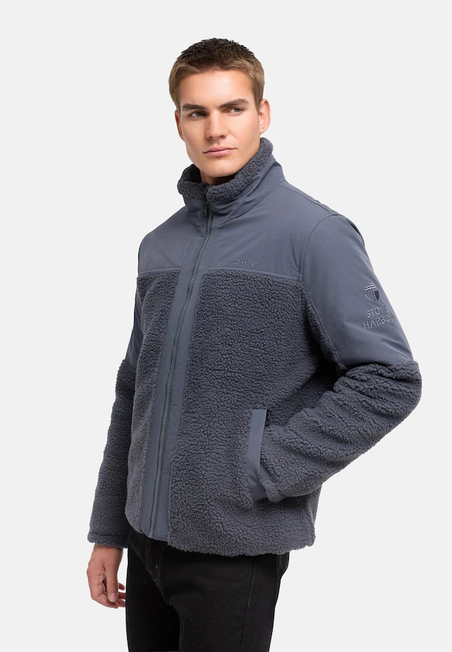 Stone Harbour Plüschjacke »Riveen XX« ohne Kapuze Warme Winterjacke mit Teddyfleece Materialmix
