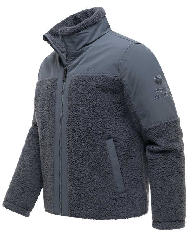 Stone Harbour Plüschjacke »Riveen XX« ohne Kapuze Warme Winterjacke mit Teddyfleece Materialmix