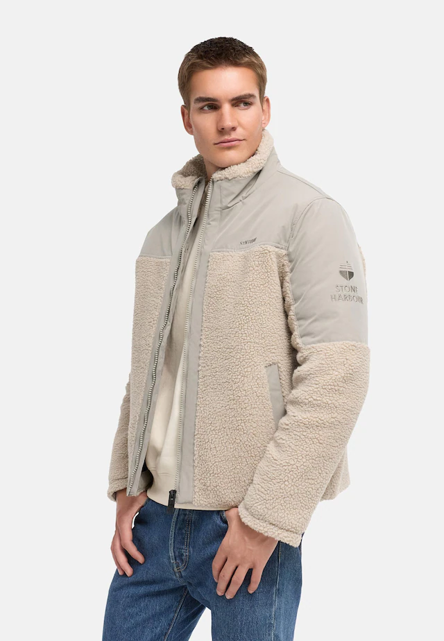 Stone Harbour Plüschjacke »Riveen XX« ohne Kapuze Warme Winterjacke mit Teddyfleece Materialmix