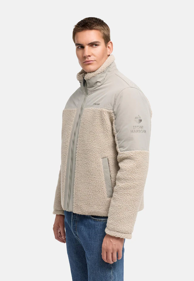 Stone Harbour Plüschjacke »Riveen XX« ohne Kapuze Warme Winterjacke mit Teddyfleece Materialmix