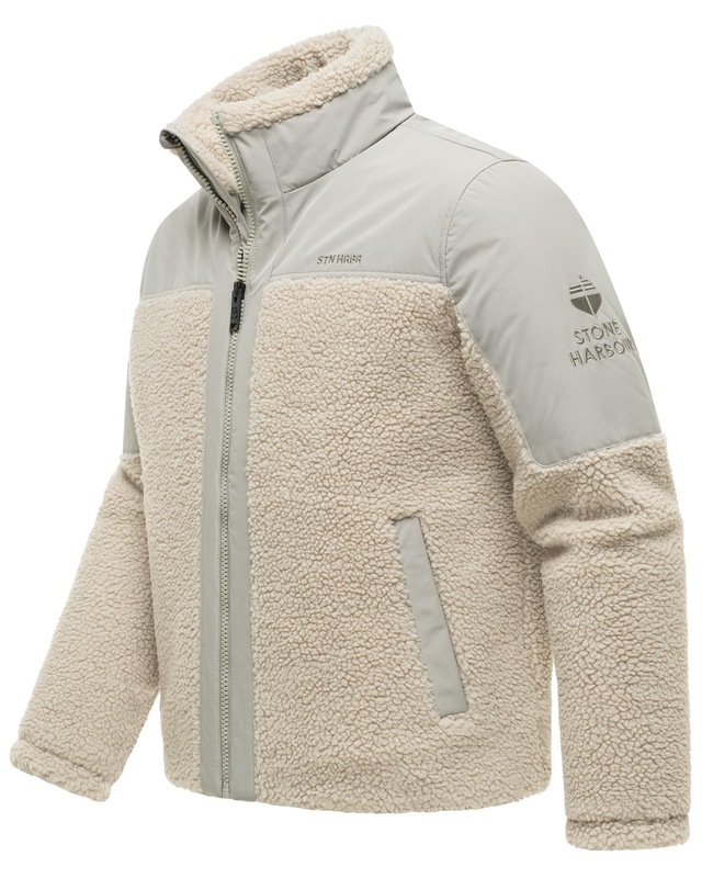 Stone Harbour Plüschjacke »Riveen XX« ohne Kapuze Warme Winterjacke mit Teddyfleece Materialmix