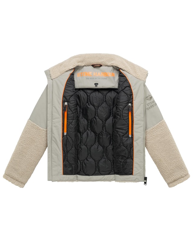 Stone Harbour Plüschjacke »Riveen XX« ohne Kapuze Warme Winterjacke mit Teddyfleece Materialmix
