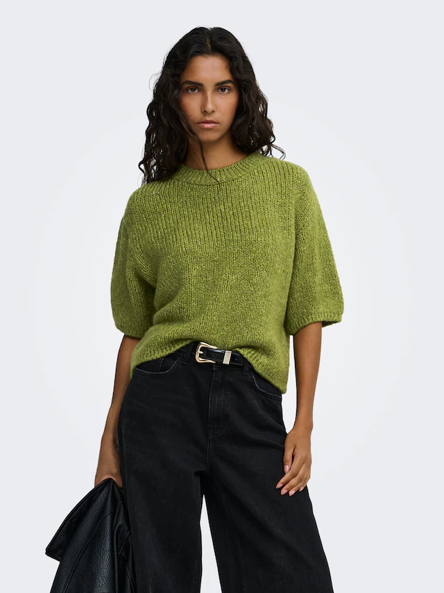 JDY Strickpullover »JDYDICTE S/S PULL O-NECK KNT NOOS« Kunstfaser, knit fit