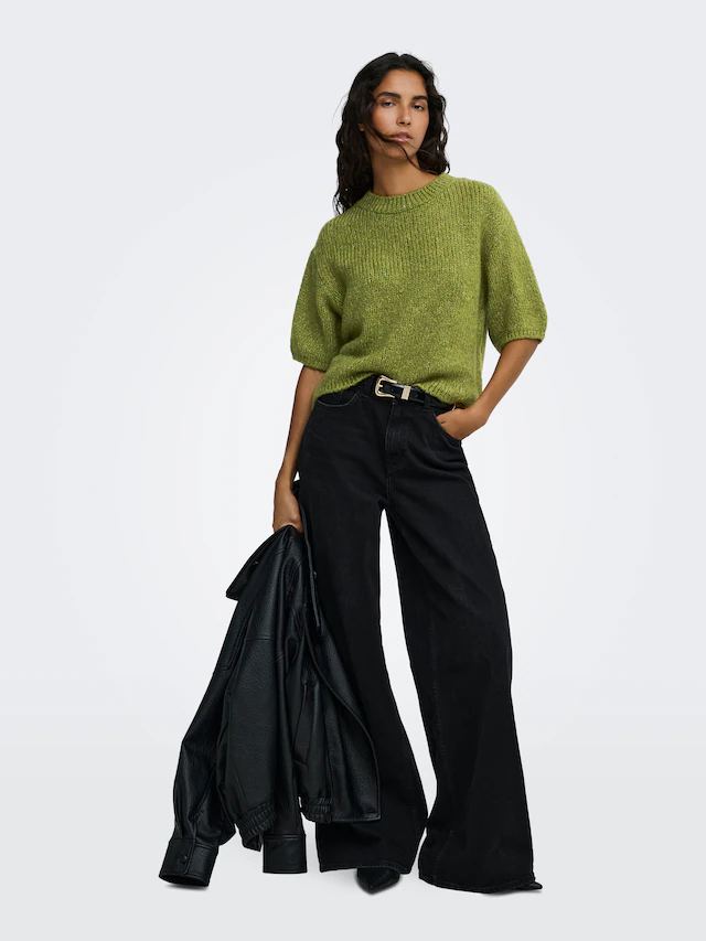 JDY Strickpullover »JDYDICTE S/S PULL O-NECK KNT NOOS« Kunstfaser, knit fit