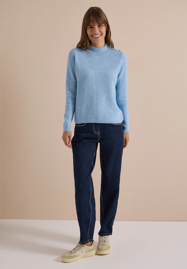 Cecil Stehkragenpullover aus softem Materialmix