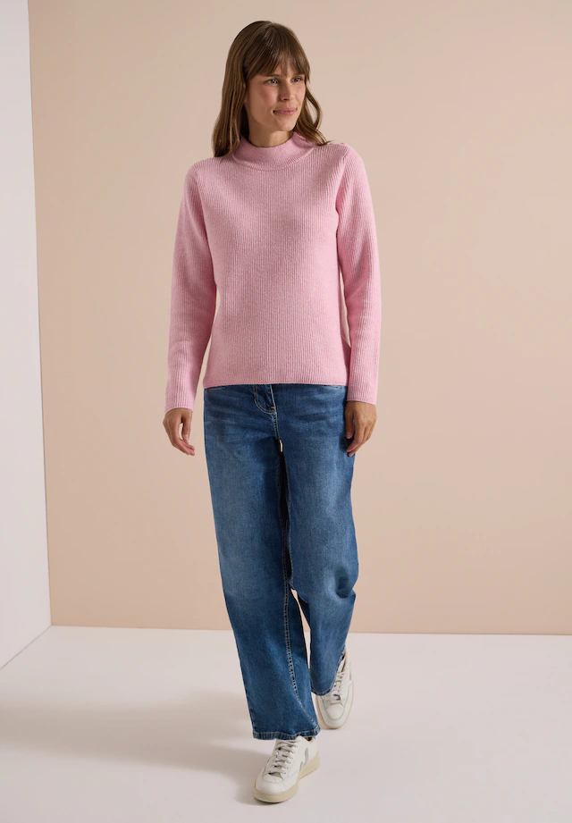 Cecil Stehkragenpullover aus softem Materialmix