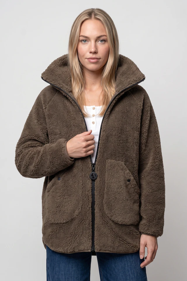Alife & Kickin Fellimitatjacke »Damen SariaAK T Übergangsjacke, Jacke« Dichter Teddyfleece, hoher Stehkragen, zwei aufgesetzte Taschen