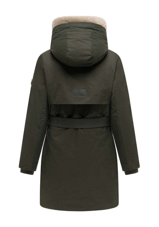 Marikoo Winterjacke »Calistaa« mit Kapuze Warmer Damen Wintermantel mit Taillengürtel und hohem Kragen