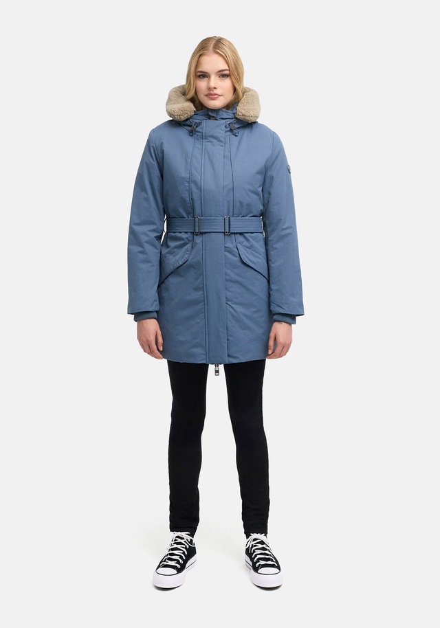 Marikoo Winterjacke »Calistaa« mit Kapuze Warmer Damen Wintermantel mit Taillengürtel und hohem Kragen