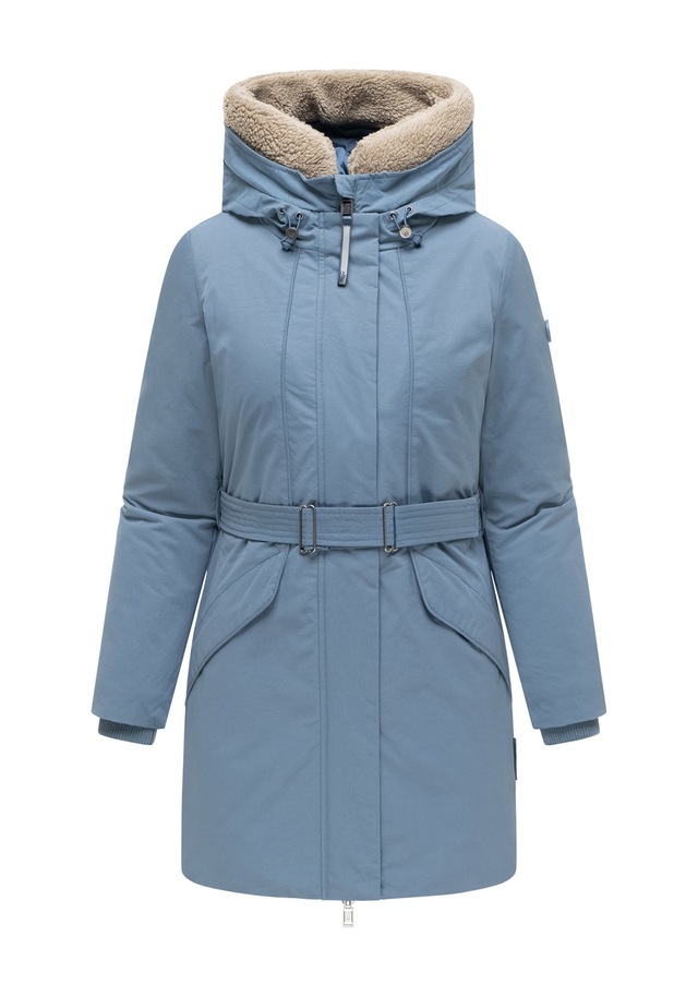 Marikoo Winterjacke »Calistaa« mit Kapuze Warmer Damen Wintermantel mit Taillengürtel und hohem Kragen
