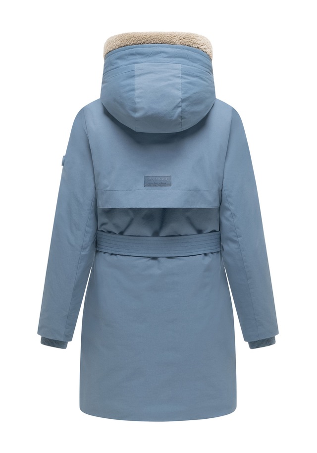 Marikoo Winterjacke »Calistaa« mit Kapuze Warmer Damen Wintermantel mit Taillengürtel und hohem Kragen