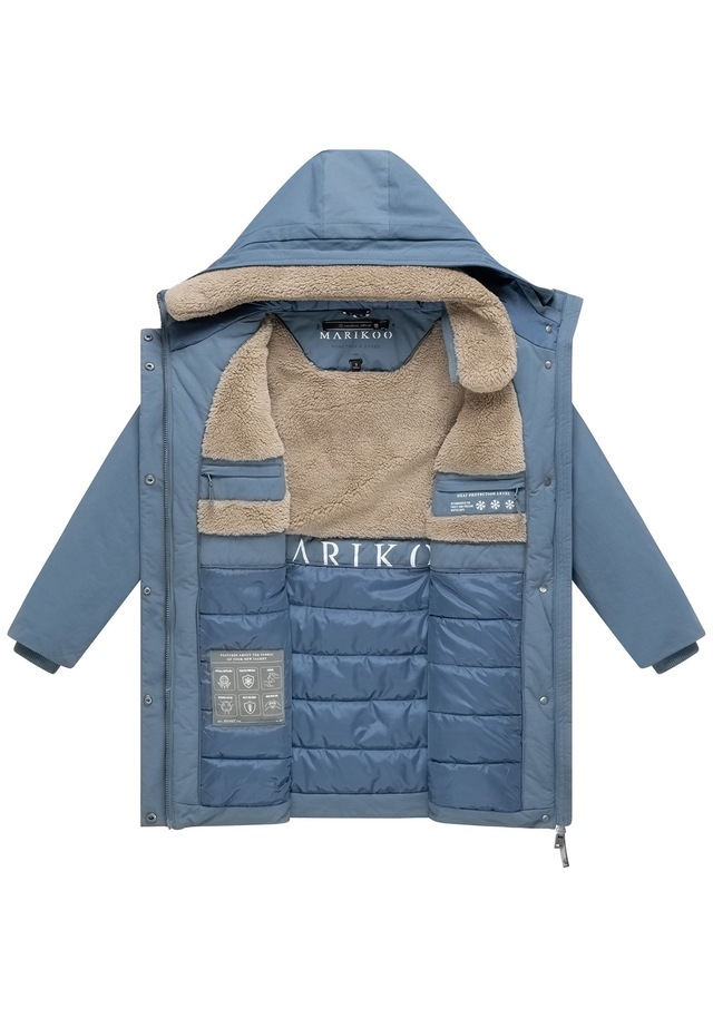 Marikoo Winterjacke »Calistaa« mit Kapuze Warmer Damen Wintermantel mit Taillengürtel und hohem Kragen