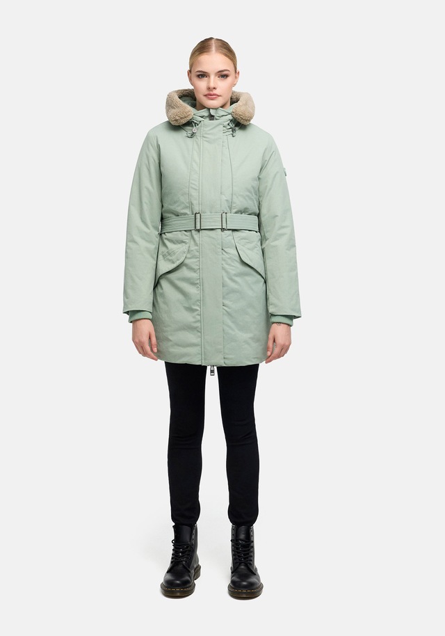 Marikoo Winterjacke »Calistaa« mit Kapuze Warmer Damen Wintermantel mit Taillengürtel und hohem Kragen