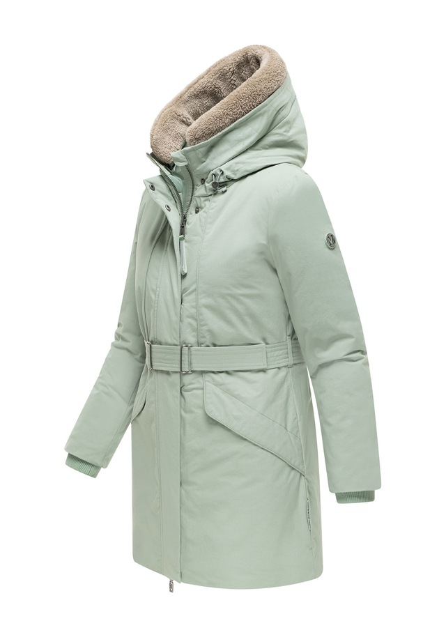 Marikoo Winterjacke »Calistaa« mit Kapuze Warmer Damen Wintermantel mit Taillengürtel und hohem Kragen