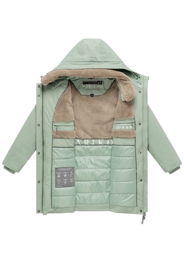 Marikoo Winterjacke »Calistaa« mit Kapuze Warmer Damen Wintermantel mit Taillengürtel und hohem Kragen