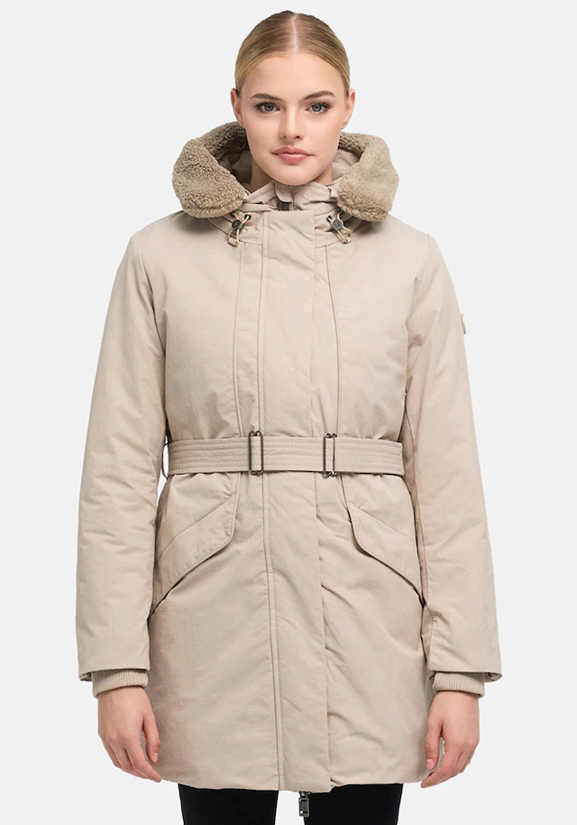 Marikoo Winterjacke »Calistaa« mit Kapuze Warmer Damen Wintermantel mit Taillengürtel und hohem Kragen