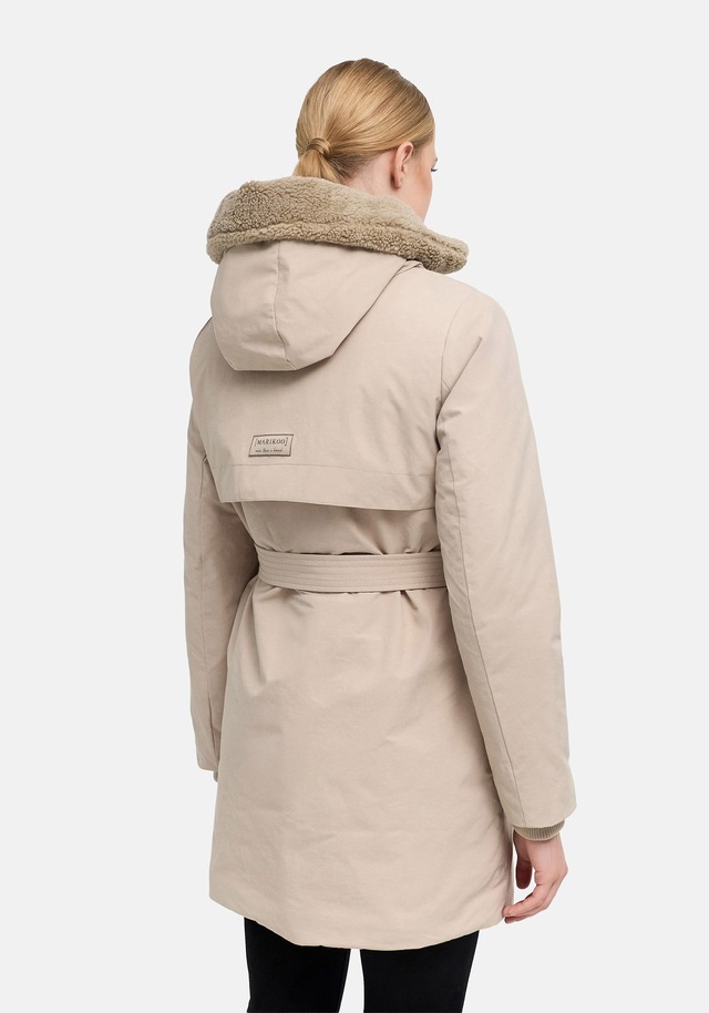 Marikoo Winterjacke »Calistaa« mit Kapuze Warmer Damen Wintermantel mit Taillengürtel und hohem Kragen