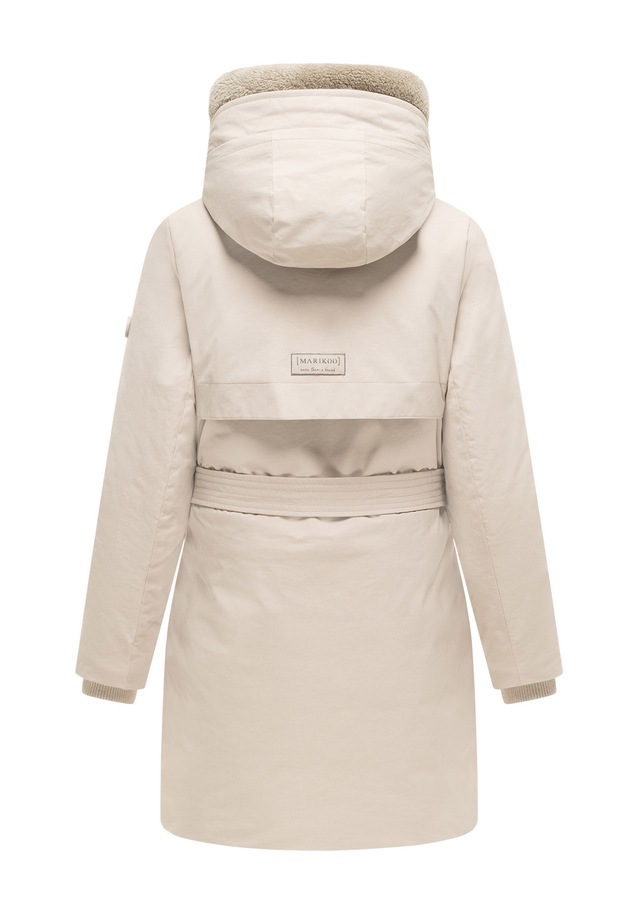 Marikoo Winterjacke »Calistaa« mit Kapuze Warmer Damen Wintermantel mit Taillengürtel und hohem Kragen