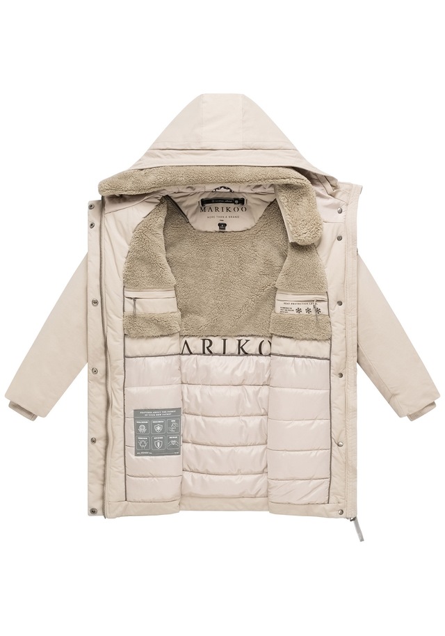 Marikoo Winterjacke »Calistaa« mit Kapuze Warmer Damen Wintermantel mit Taillengürtel und hohem Kragen