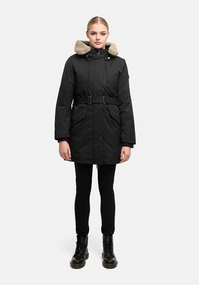 Marikoo Winterjacke »Calistaa« mit Kapuze Warmer Damen Wintermantel mit Taillengürtel und hohem Kragen