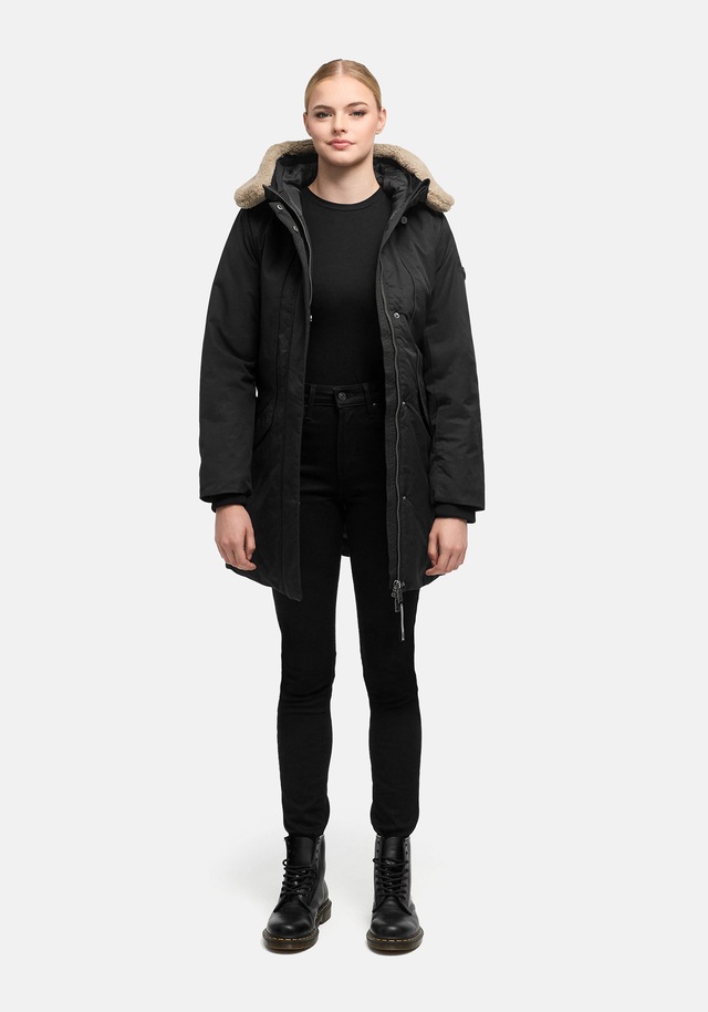 Marikoo Winterjacke »Calistaa« mit Kapuze Warmer Damen Wintermantel mit Taillengürtel und hohem Kragen