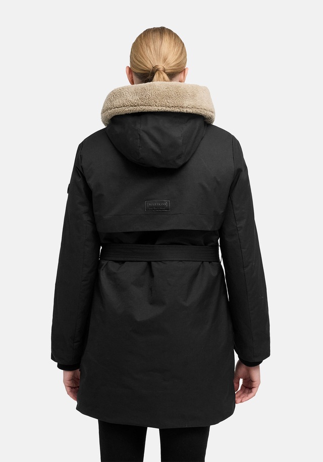 Marikoo Winterjacke »Calistaa« mit Kapuze Warmer Damen Wintermantel mit Taillengürtel und hohem Kragen