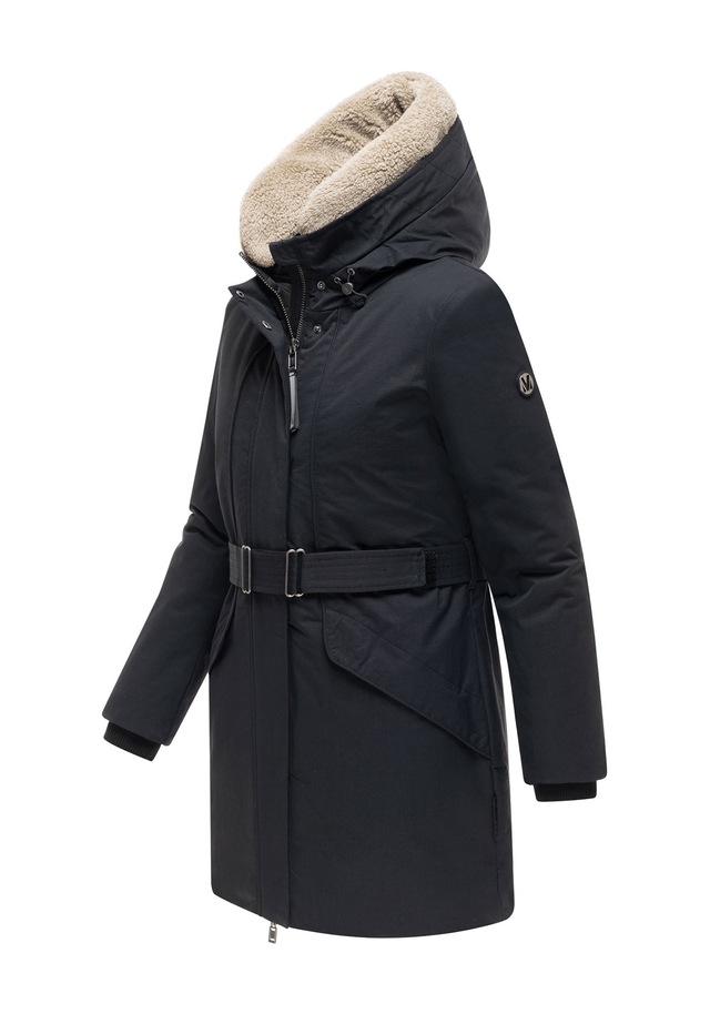 Marikoo Winterjacke »Calistaa« mit Kapuze Warmer Damen Wintermantel mit Taillengürtel und hohem Kragen