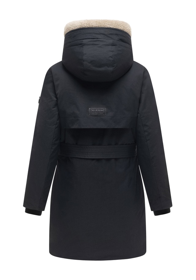 Marikoo Winterjacke »Calistaa« mit Kapuze Warmer Damen Wintermantel mit Taillengürtel und hohem Kragen