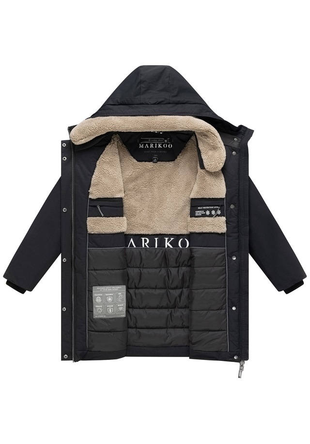 Marikoo Winterjacke »Calistaa« mit Kapuze Warmer Damen Wintermantel mit Taillengürtel und hohem Kragen