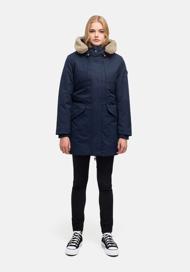 Marikoo Winterjacke »Calistaa« mit Kapuze Warmer Damen Wintermantel mit Taillengürtel und hohem Kragen