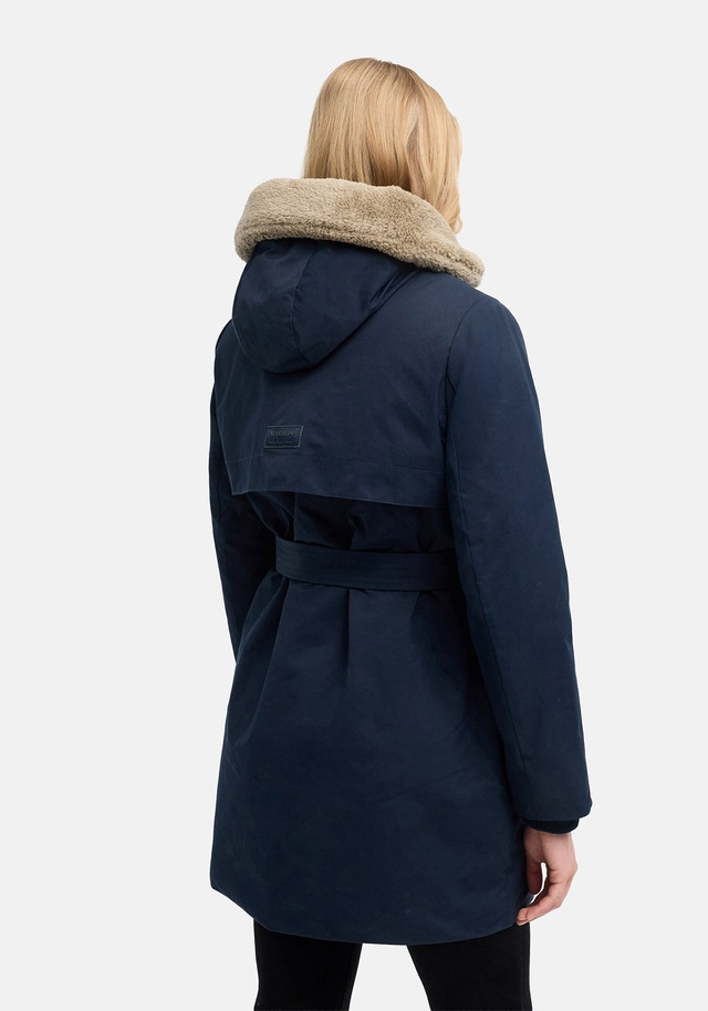 Marikoo Winterjacke »Calistaa« mit Kapuze Warmer Damen Wintermantel mit Taillengürtel und hohem Kragen