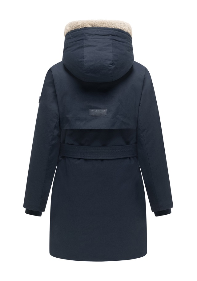 Marikoo Winterjacke »Calistaa« mit Kapuze Warmer Damen Wintermantel mit Taillengürtel und hohem Kragen