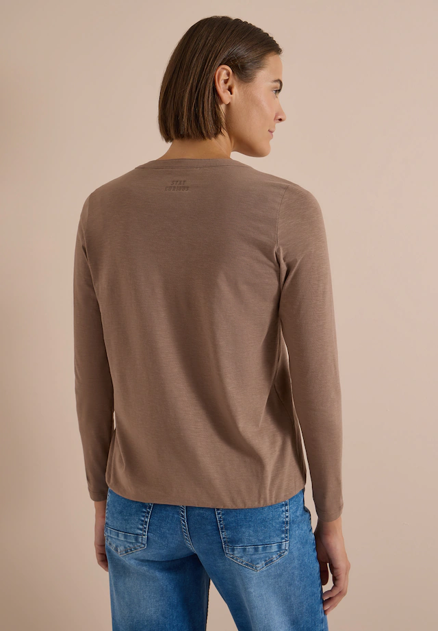 Cecil Langarmshirt mit geschlitztem Rundhalsausschnitt