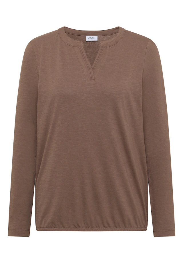Cecil Langarmshirt mit geschlitztem Rundhalsausschnitt