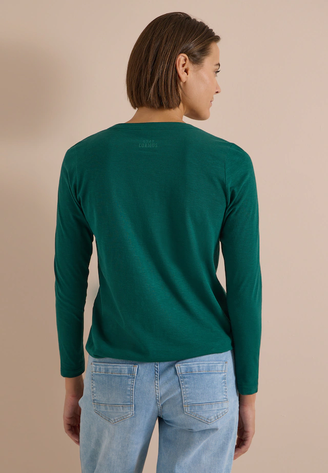 Cecil Langarmshirt mit geschlitztem Rundhalsausschnitt