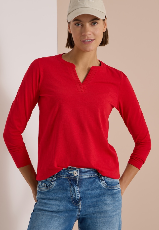 Cecil Langarmshirt mit geschlitztem Rundhalsausschnitt