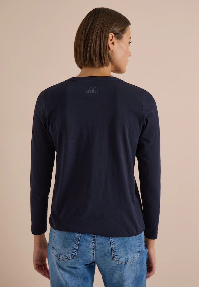 Cecil Langarmshirt mit geschlitztem Rundhalsausschnitt