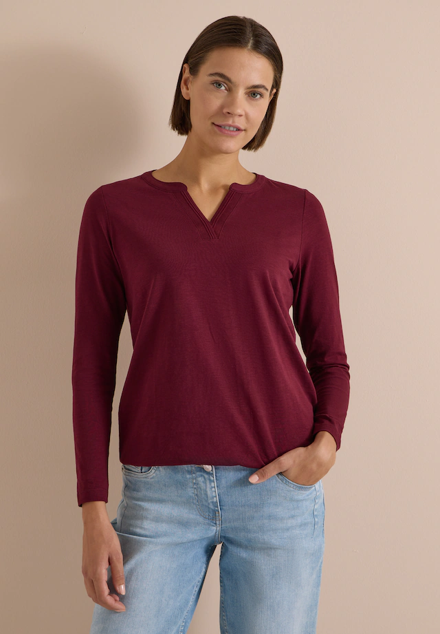 Cecil Langarmshirt mit geschlitztem Rundhalsausschnitt