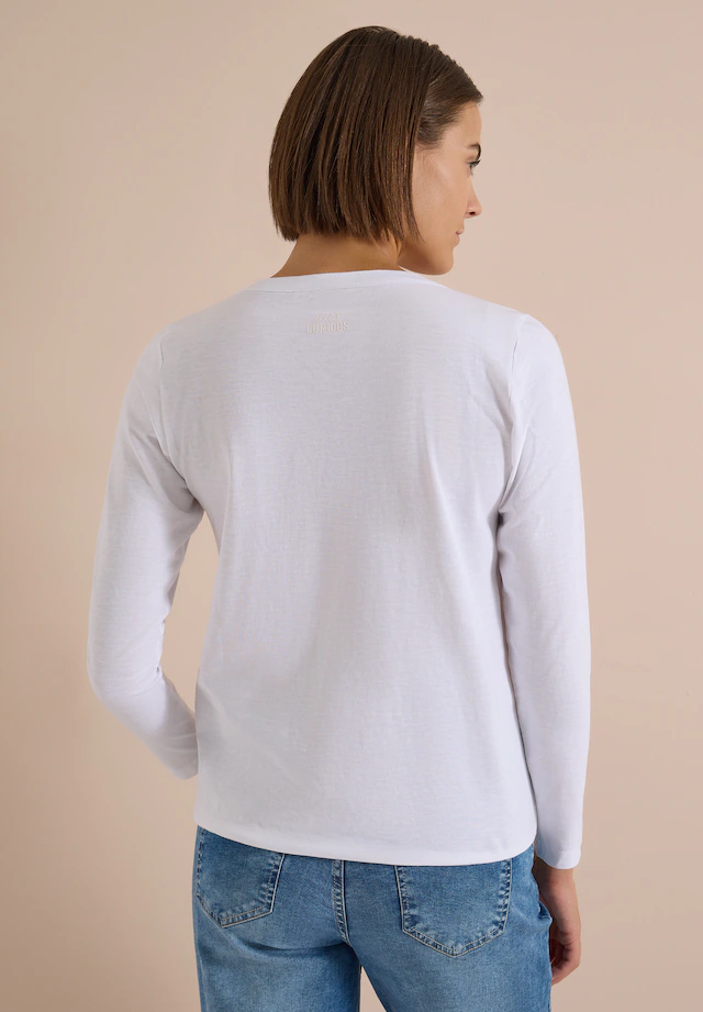 Cecil Langarmshirt mit geschlitztem Rundhalsausschnitt