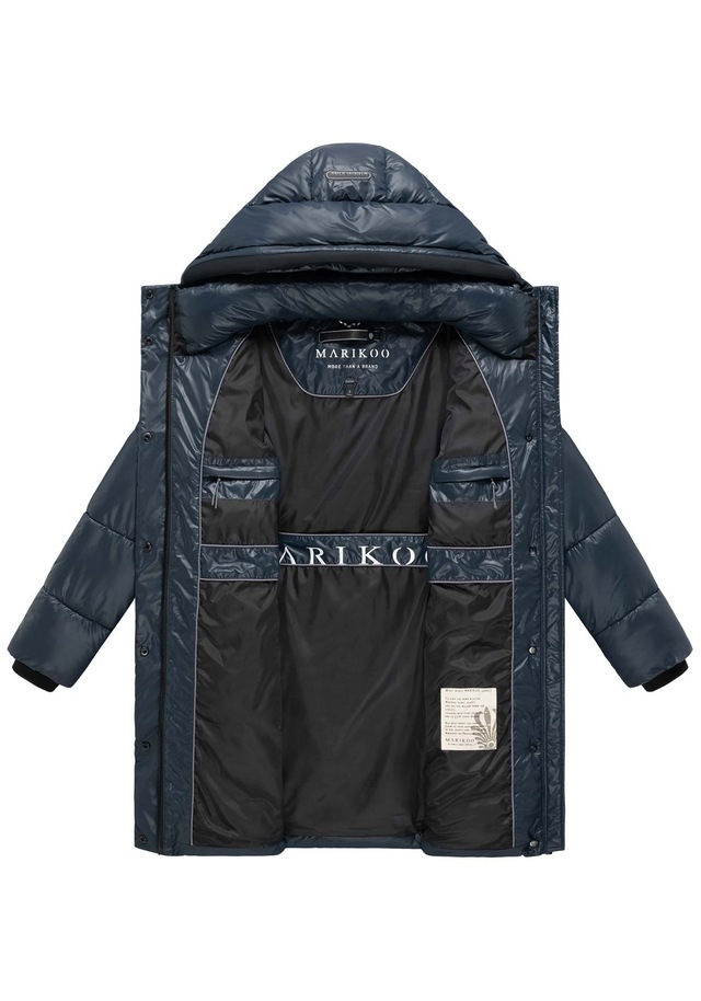 Marikoo Steppmantel »Yumee« Glänzender Steppmantel mit großer Kapuze und Kragen