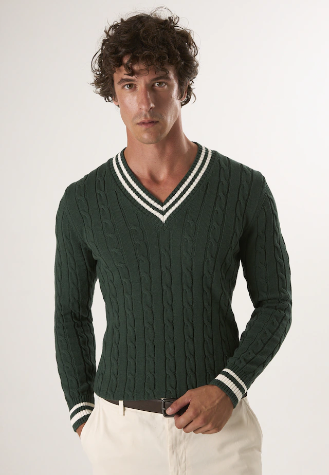 Felix Hardy V-Ausschnitt-Pullover »V-Ausschnitt-Pullover mit Zopfmuster«