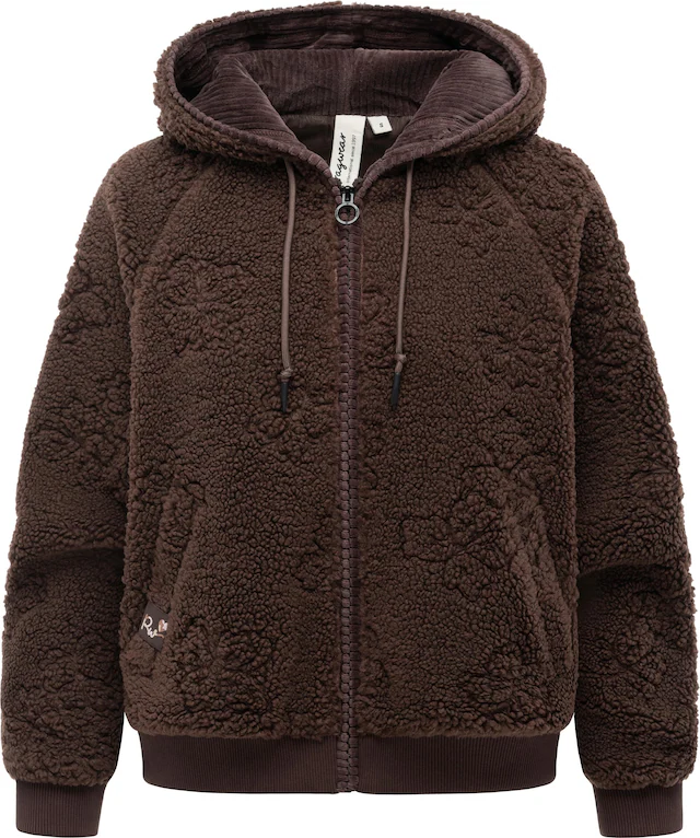 Ragwear Plüschjacke »Taliana Emboss Y« mit Kapuze Leichte Teddyjacke mit verstellbarer Kapuze, winddicht