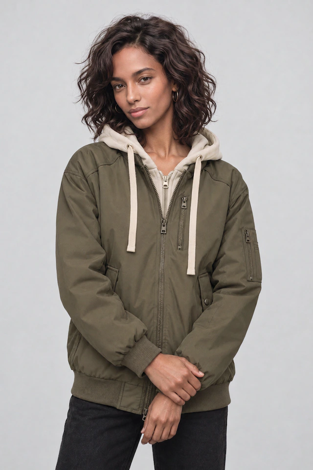 Alife & Kickin Bomberjacke »Damen MarylouAK A Übergangsjacke, Jacke« Sweat-Kapuzeneinsatz, Zwei-Wege-Reißverschluss, Raglanärmel