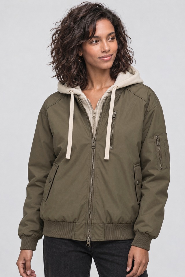 Alife & Kickin Bomberjacke »Damen MarylouAK A Übergangsjacke, Jacke« Sweat-Kapuzeneinsatz, Zwei-Wege-Reißverschluss, Raglanärmel