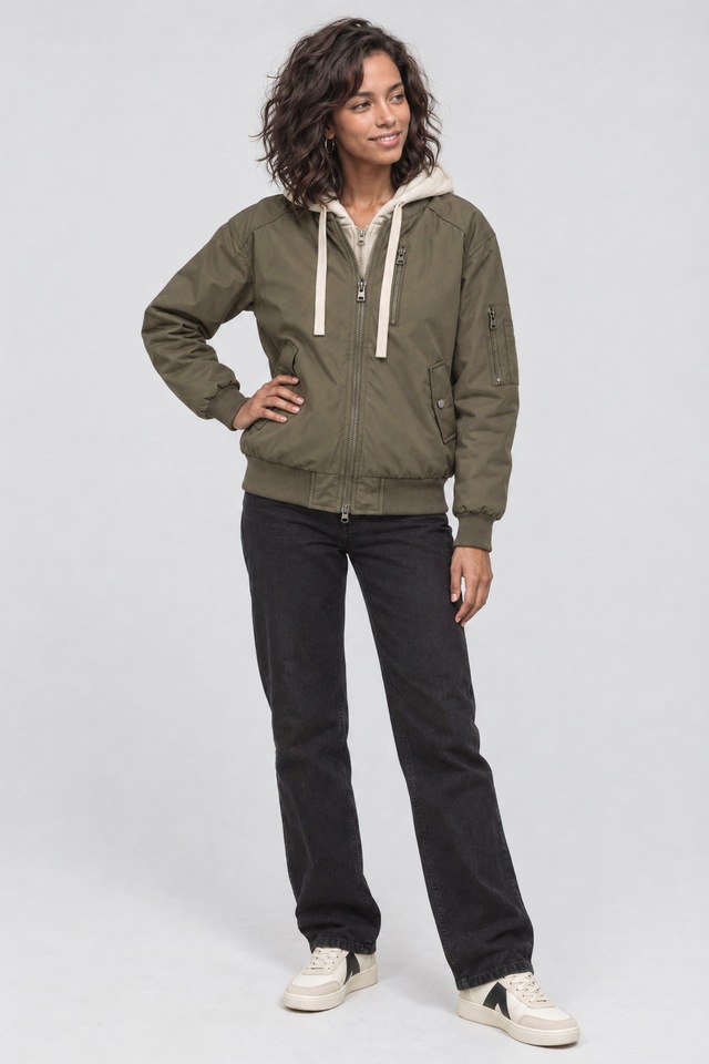 Alife & Kickin Bomberjacke »Damen MarylouAK A Übergangsjacke, Jacke« Sweat-Kapuzeneinsatz, Zwei-Wege-Reißverschluss, Raglanärmel