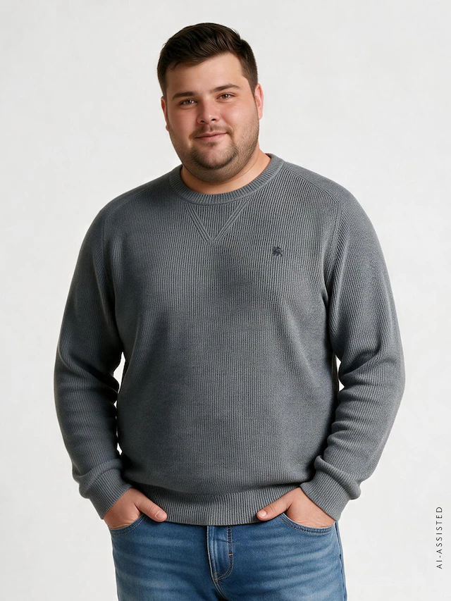 LERROS Strickpullover »Minimalistischer Strickpullover mit O-Neck in großen Größen«