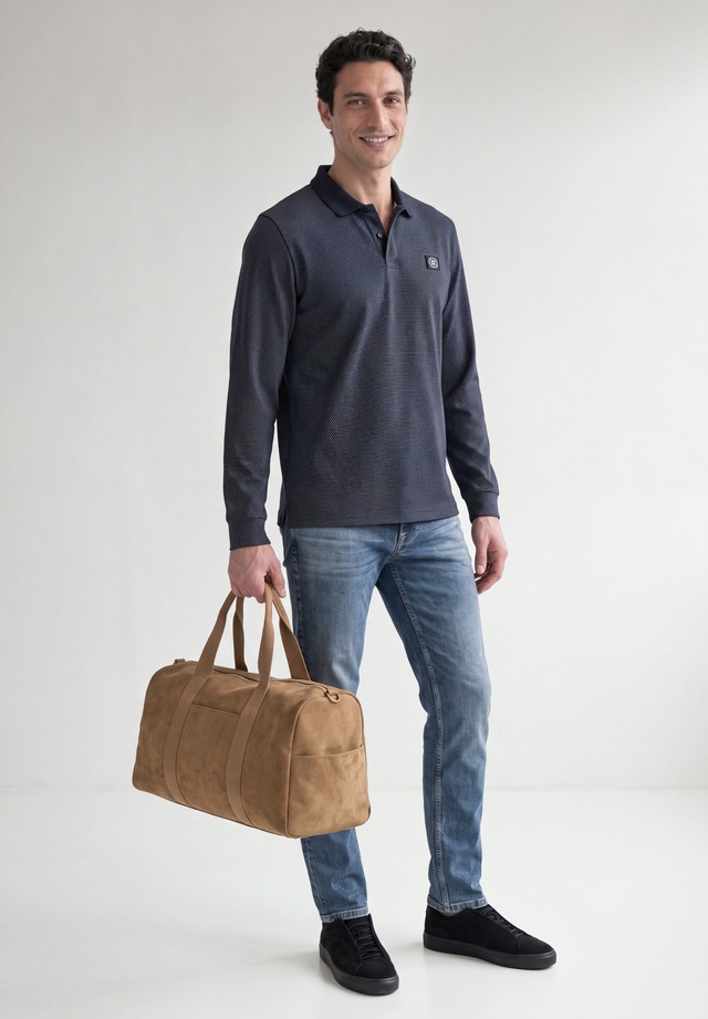 STREET ONE MEN Poloshirt aus elastischem Materialmix